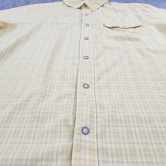 Woolrich Shirt Mens XL Yellow Plaid Seersucker Snap Front Button Hiking Pocket - Picture 10 of 16